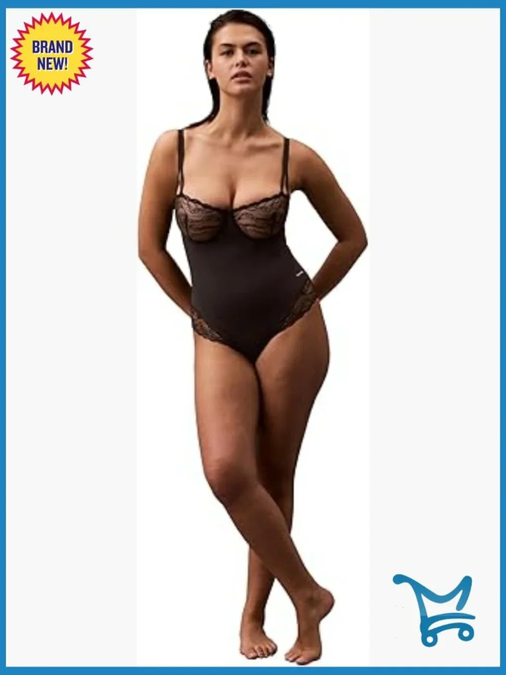 Women's Lace Bodysuit Shapewear with Underwire Medium Support